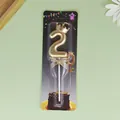 Elegante vela dorada para pastel de cumpleaños número 2 con corona para decoración - Corona Número 2 / Champán