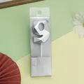 Elegante vela de cumpleaños geométrica plateada número 9 para decoración de tartas - 9 / Plateado