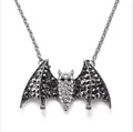 Edle gotische Halloween-Fledermaus-Halskette mit schwarzen und klaren Strasssteinen - Strass-Fledermaus-Halskette (9#) / Schwarz