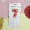 Vela de cumpleaños de dinosaurio rojo número 7 para decoración de pasteles en blíster - Número 7 / Rojo