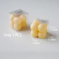 Mini vela aromática de cubo de burbujas amarillo crema con medidas y empaque claro - S / Amarillo