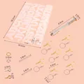 Detailed view of DIY alphabet resin mold kit with dimensions and essential hand tools - Resin Tool Set (83061) / 224 Pieces/Pack