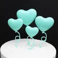 Lot de décorations de gâteau en forme de cœur cyan pour fête romantique de Saint-Valentin - Lot de 4 / Vert