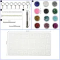 Kit de résine DIY complet avec moule alphabet, paillettes et outils de perçage manuel. - Ensemble d'Outils en Résine (83095) / Ensemble de 12 Couleurs Paillettes