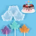 Maple leaf shaped silicone lollipop mold for DIY chocolate and candy decorations - 3-Cavity Maple Leaf Shape (SL-037)