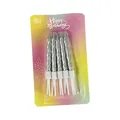Silver spiral birthday candles with white holders 5-piece pack for cake decoration - 10 Pcs/Set / Silver