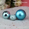 Set de bolas de Navidad azules y plateadas en acabados mate, brillante y purpurina - Azul (Juego de 3) / Tamaños Mixtos 3cm, 4cm, 5cm