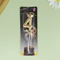 Vela dorada de cumpleaños número 4 con corona decorativa y lazo para tartas - Corona Número 4 / Champán