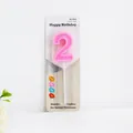 Pink number 2 candle for birthday cake decoration, ideal for party anniversary - Pink Number 2