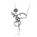 Gotische Vintage Silber Rose Dornen Herz Anhänger Halskette für Halloween Dark Style Accessoires - Legierung Rose Halskette (7#) / Antiksilber
