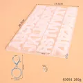 Detail view of large alphabet silicone mold with dimensions, keychain, and eye pin. - Resin Tool Set (83091)
