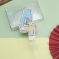 Vela de cumpleaños número 4 con tema océano y decoraciones de estrellas de mar y conchas - Vela de Número Estrella de Mar 4