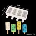Silicone 4-cell popsicle mold for DIY homemade ice cream, approximately 75g weight - Water Ripple Shape (85016) / 4 Pieces/Pack / White