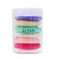 ALYAN 6-piece multicolor powder puff set in a transparent storage cylinder tube - 6 Pieces in Cylindrical Box / Multicolor