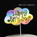 Πολύχρωμο σύννεφο Happy Birthday διακοσμητικό τούρτας με αστέρια για πάρτι - 1 Τεμάχιο / Χρυσό Λέιζερ