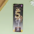 Vela de cumpleaños número 5 con corona dorada y lazo brillante para decoración de tartas - Corona Número 5 / Champán