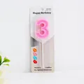 Pink number 3 birthday candle for cake decoration in original retail packaging store display - Pink Number 3