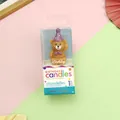 Schattige teddybeer verjaardagskaars met paarse feesthoed en strikje in geschenkdoos - Paarse Strik Hoed Beer / 1 Stuk