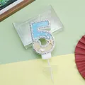 Vela de cumpleaños creativa número 5 tema océano con decoración de estrella de mar y perlas - Vela de Número Estrella de Mar 5