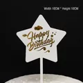 Decoración para tartas Happy Birthday con forma de estrella de acrílico 10x10cm - Topper de Estrella / Blanco