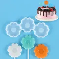 Flower shaped silicone lollipop mold for DIY chocolate and cake topper decorations - 3-Cavity Flower Shape Lollipop Mold (SL-020)