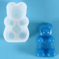 Silicone gummy bear mold for DIY resin jewelry making with blue glitter bears - Approx. 3.7x2.3x1.6cm