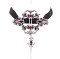 Gothic-Choker aus silbernem Filigran mit roten Strasssteinen und schwarzem Band für Halloween - Roter Edelstein Choker Halskette (30#) / Rot