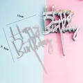 Eleganter silberner Spiegel-Acryl-Kuchenaufsatz Happy Birthday, 10cm x 9.6cm Größe. - Rahmenloser Silber Stil