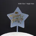 Adorno para tarta de cumpleaños de acrílico azul en forma de estrella con letras - Topper de Estrella / Transparente