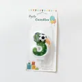 Vela de cumpleaños número 3 temática fútbol verde con estrellas para tartas infantiles - Número 3 / 1 Pieza