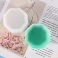 Stampo esagonale in silicone per vasi di piante grasse in resina DIY, bianco e verde - Stile Ottagono (60-990)