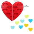 Red heart-shaped silicone mold for DIY chocolate with 10 cavities and dimensions - 14.1x15.7cm