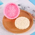 Detail showing snowflake patterned silicone mold and a finished white wax melt mold - Snowflake Style (50-2682) / Pink