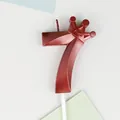Vela de cumpleaños número 7 rojo metálico con corona 3D para decoraciones de fiesta - Corona Número 7 / Paquete Individual / Rojo