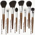 Professional 8-piece pear wood handle makeup brush set for powder, blush and contouring - Pearwood Look 8-Piece Makeup Brush Set