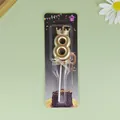 Vela de pastel número 8 con corona dorada para celebraciones de cumpleaños en blíster - Corona Número 8 / Champán