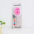 Decorative pink number 6 birthday candle for party cake toppers and celebrations - Pink Number 6
