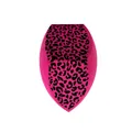 Soft hot pink makeup sponge blender featuring a bold black leopard print design - Three-Side Cut / Leopard Naked Pack / Rose Red