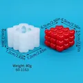 Heart-shaped cube silicone mold for DIY candle making, baking, and soap crafts - Heart Stacked Cube Style (60-1163) / Single Hole / White
