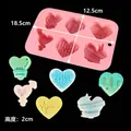 Pink 6-cavity heart-shaped silicone mold for chocolate and DIY crafts, 18.5x12.5cm - 18.5x12.5x2cm
