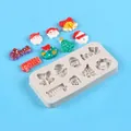 Top view of Christmas theme silicone mold with Santa, tree and bell shapes for DIY resin crafts - 50-3314-B