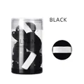 Set of 10 black round crystal velvet powder puffs in a cylindrical case - Round / 10 Pieces / Black