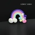 Decoratieve handgemaakte polymeerklei regenboog taarttopper met sterren en wolken - Paars Roze Ster