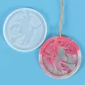 Halloween witch silicone mold for DIY resin ornaments and handmade wax pendants - Round Witch Mold (60-976-D)