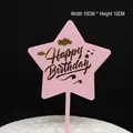 Decoración para tartas Happy Birthday estrella rosa para repostería de fiesta, 10x10cm - Topper de Estrella / Rosa