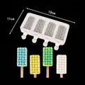 4-Cavity silicone popsicle mold with lattice pattern for DIY homemade ice cream - Grid Texture (85020) / 4 Pieces/Pack