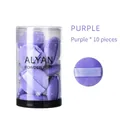 10-piece set of mini round purple finger crystal velvet powder puffs in clear jar - Round / 10 Pieces / Purple