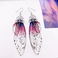 Elegante lange Ohrringe mit lilafarbenem Farbverlauf und silbernen Glitzerelementen - Silberfolie - Lila