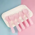 Lot de cinq cuillères-fourchettes jetables en plastique rose clair pour gâteaux de fête - 5 Assiettes 5 Fourchettes / Rose