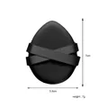 Close-up of black teardrop makeup puff showing 7cm height and 5.5cm width dimensions - Oval Teardrop / Single Naked Pack / Black